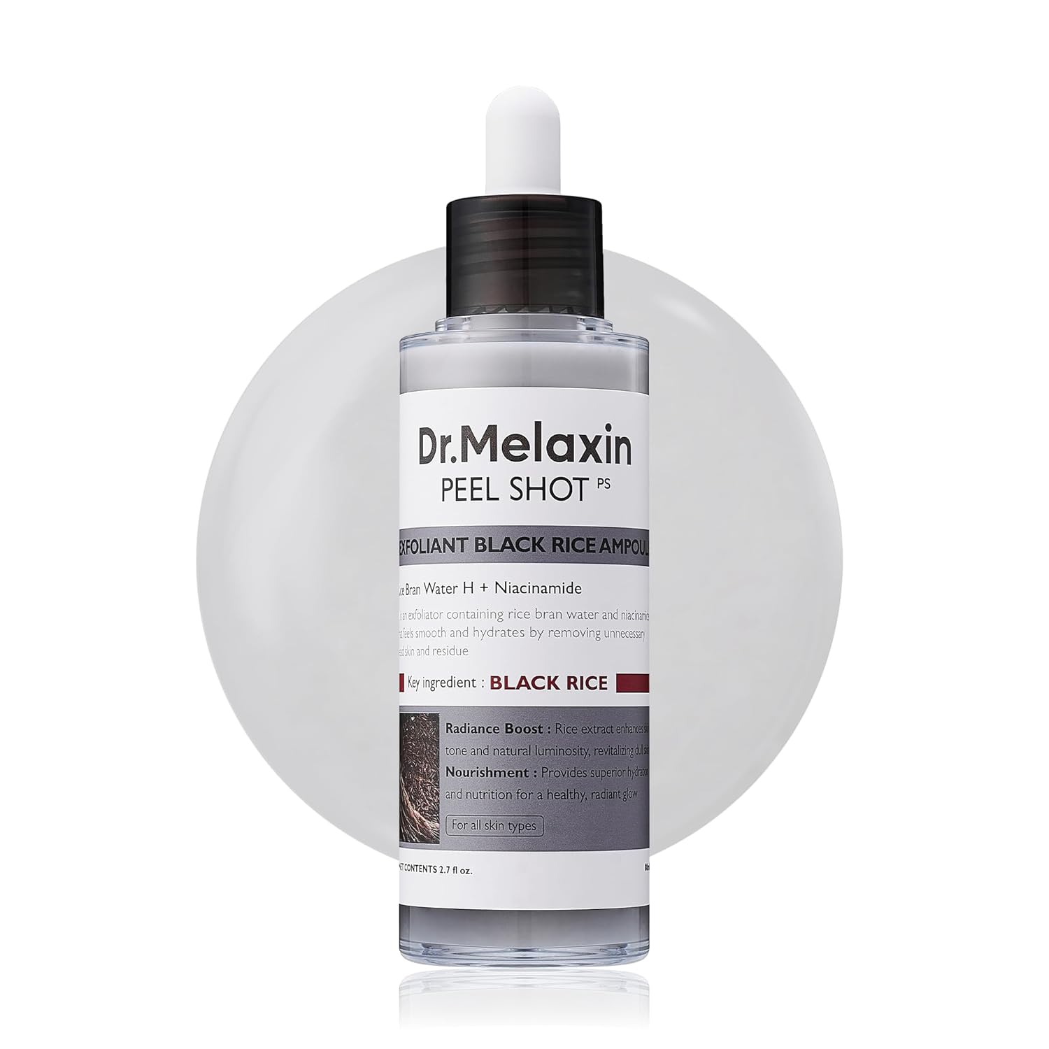Dr.Melaxin Peel Shot Glow Black Rice Peeling Ampoule 80ml Daily Soft Exfoliating Face and Body Scrub Dead Skin Cells Remover for All Skin Types korean skin care