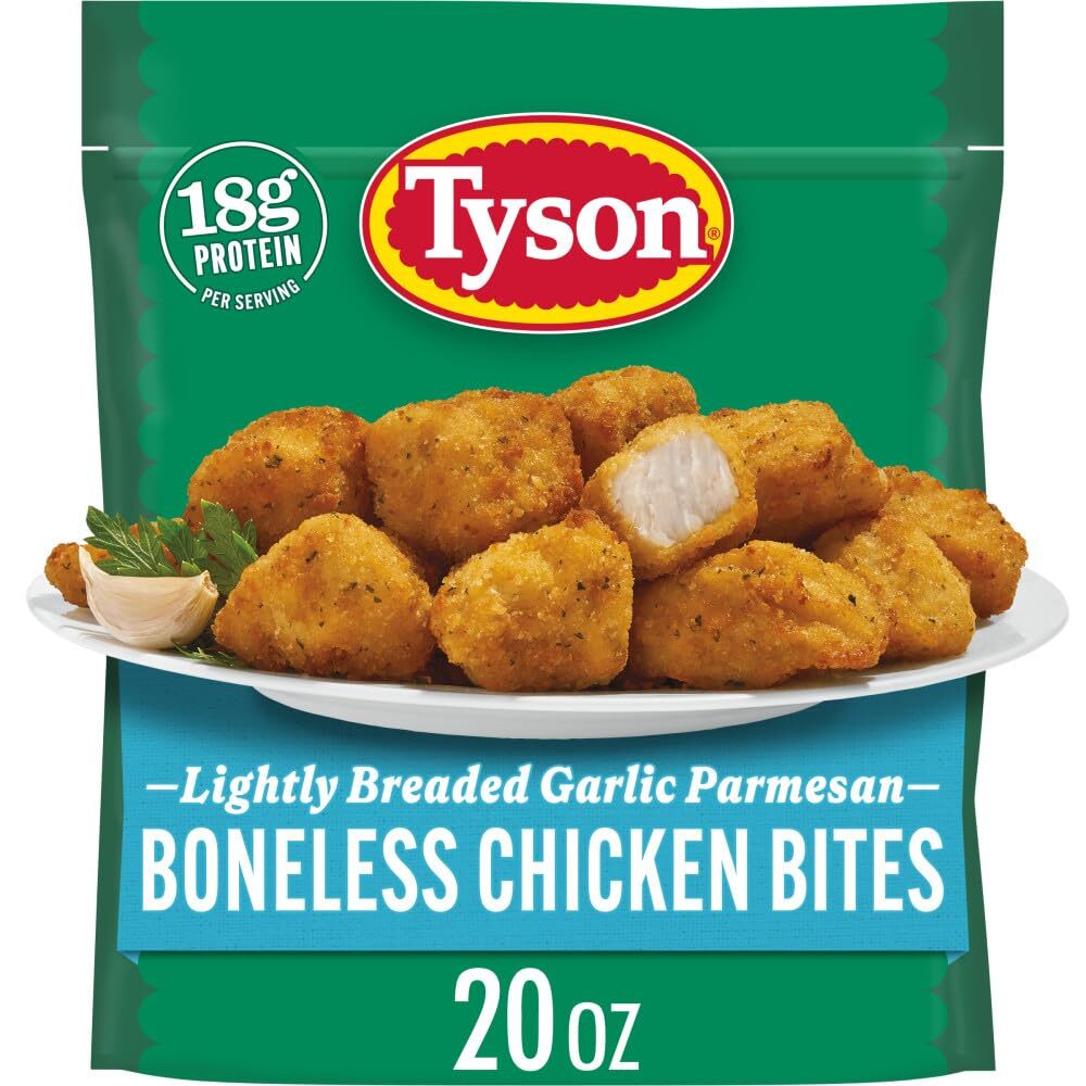 Tyson Frozen Lightly Breaded Garlic Parmesan Boneless Chicken Bites, 20 Oz