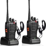 pxton Walkie Talkies Rechargeable Long Range Two-Way Radios with Earpieces,2-Way Radios UHF Handheld Transceiver Walky Talky with Flashlight Li-ion Battery and Charger（2 Pack）