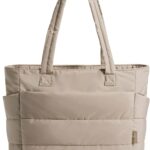 BAGSMART Tote Bag for Women, Lightweight Puffy Tote Bag with Compartments Quilted Shoulder Bag Handbag for Travel, Work, Gym