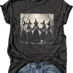 Basic Witch Halloween T Shirt Women Vintage Graphic Coffee Tees Shirt Short Sleeve Casual Funny Halloween Party Shirts