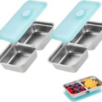 Grab and Go Snack Containers, Reusable Double Compartment Snack Containers-Stainless Steel Condiment Box with Lids for Outdoor Camping Food Storage (2)