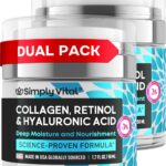 SimplyVital Collagen Face Moisturizer - Anti-Aging Retinol Cream for Face, Neck & Décolleté with Hyaluronic Acid - Made in USA, Daily Moisturizer Face Cream, 2-Pack