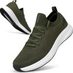 Mens Slip on Lightweight Walking Shoes Non Slip Breathable Running Shoes Comfort Tennis Workout Gym Sneakers with Shoelace