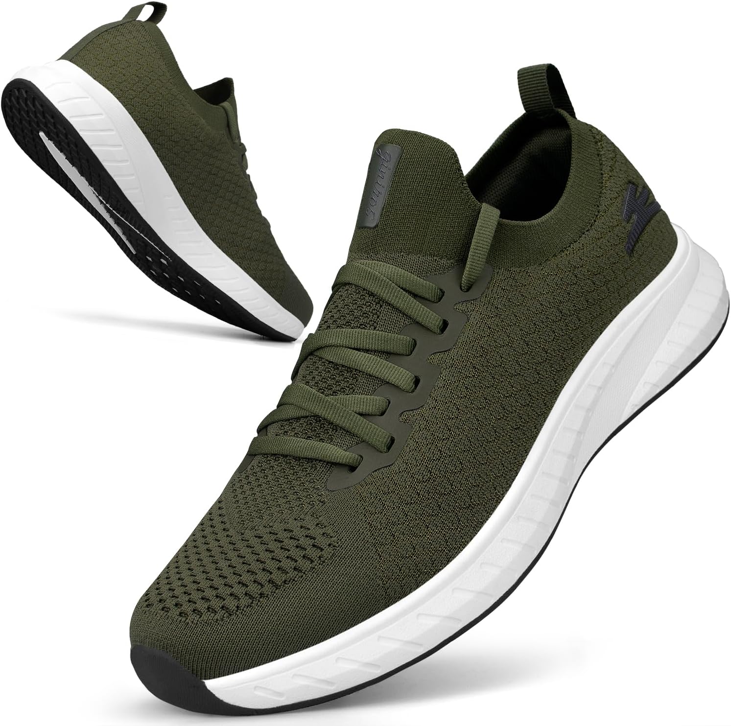 Mens Slip on Lightweight Walking Shoes Non Slip Breathable Running Shoes Comfort Tennis Workout Gym Sneakers with Shoelace
