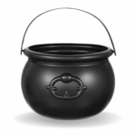 7.5" Halloween Plastic Cauldron, Black Candy Bowl, Large Witch Cauldron Pot Bucket for Halloween Decorations Trick or Treat Holder, Party Supplies Centerpiece