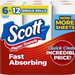 Scott Paper Towels, Choose-A-Sheet, 6 Double Rolls = 12 Regular Rolls (108 Sheets Per Roll)