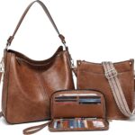 Purses for Women 3PCS, Crossbody Bags Set Large Leather Purse Shoulder Handbags with Wallet Adjustable Straps for Ladies Tote