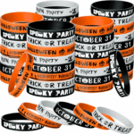 Morcheiong 60 Pcs Halloween-Themed Silicone Wristbands for Halloween Party Supplies 6 Designs