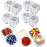 RXRRXR 20PCS Double Compartment Condiment Container With Lids - Reusable Snack Pack Containers for Take-out Sauces