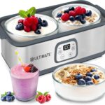 Ultimate Probiotic Yogurt Maker with Adjustable Time & Temp Control - Make Trillions of Live Probiotics with Two 1-Quart Containers for Larger Batches - Greek Yogurt Maker - ULTIMATE LIFETIME WARRANTY