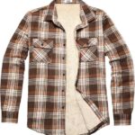 Men's Sherpa Lined Flannel Shirt Jacket Long Sleeve Button Up Fleece Plaid Shirts