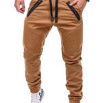 Men Pocket Long Pencil Pants Summer Low Elastic Waist Drawstring Zip Casual Slim Male Striped Harem Trousers BSD-8812