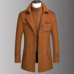 Men's Double Collar Wool Coat Fashion Handsome Autumn Winter Business Style High Quality Middle-aged Men's Fashion Woolen Coat