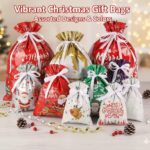 Christmas Drawstring Gift Bag Set For Candy Cookies Holiday Present Wrapping And Party Decoration