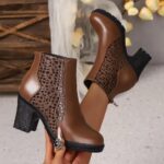 Women's New Ankle Boots Autumn Thick Heel High-heeled Short Boots with Zipper Splicing Plus Size Fashion Short Boots